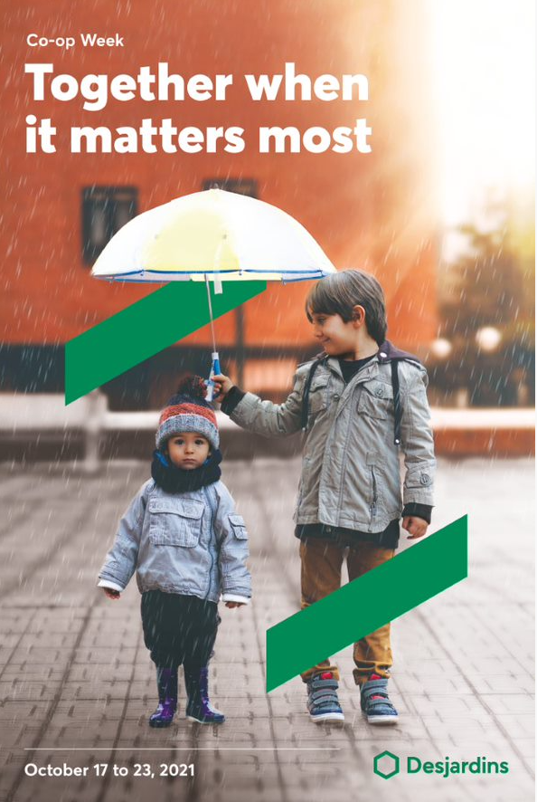 Older kid holding an umbrella over a younger kid