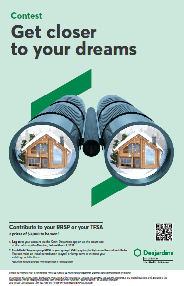 contest poster, 11 x 17 format Pair of binoculars with a cottage in the lenses.